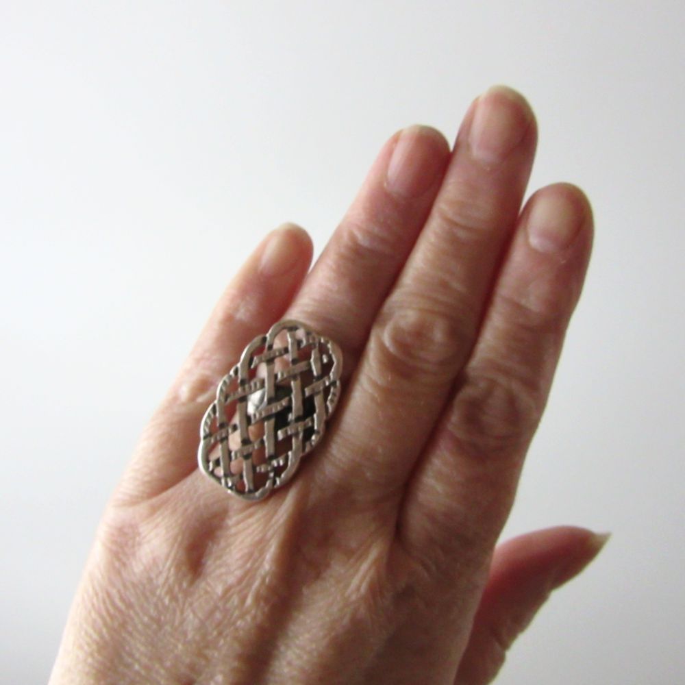 Seraglio Adjustable Long Lattice Woven Ring